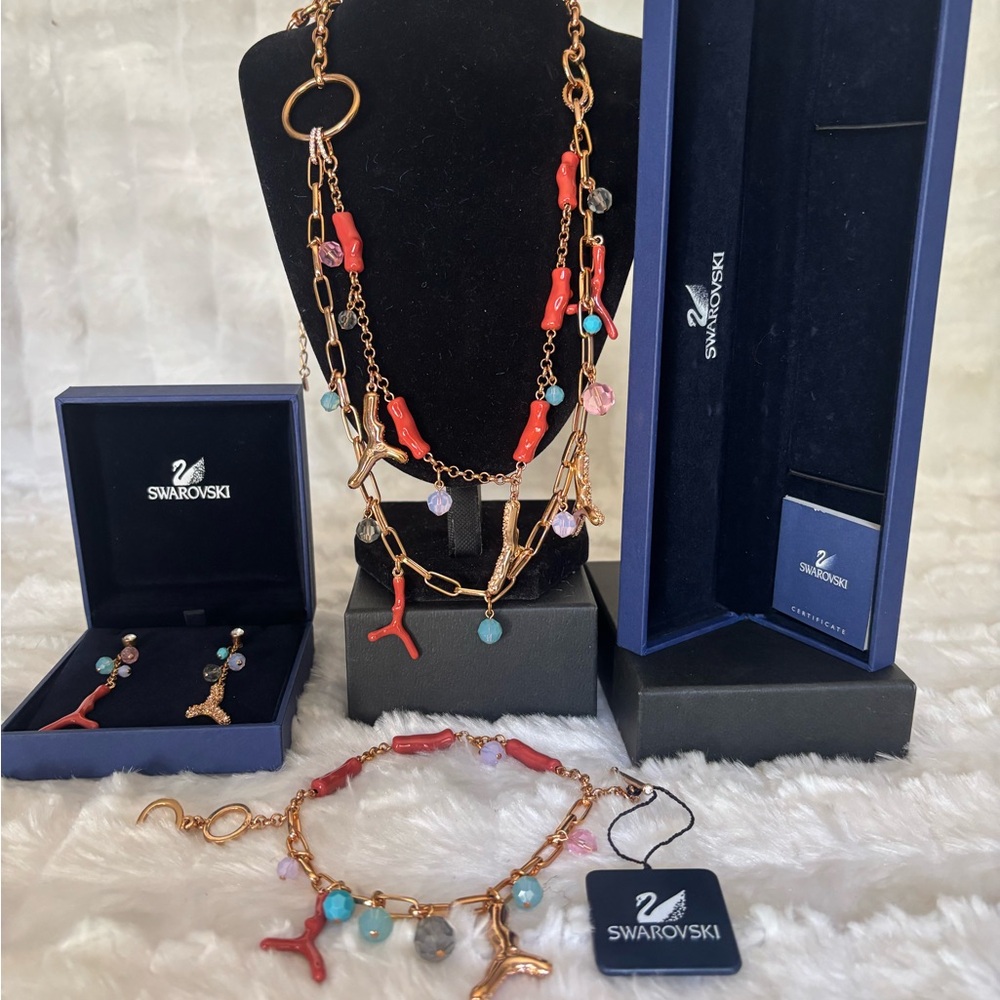 Swarovski Gold and Multicolor Necklace Set